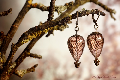 Heißluftballon Ohrringe Bronze Braun Transparent-31
