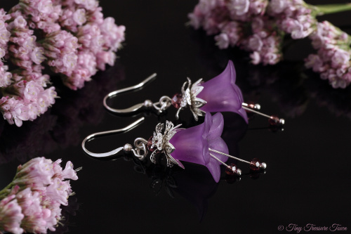 Feenblumen Ohrringe Farben Silber Lila-31