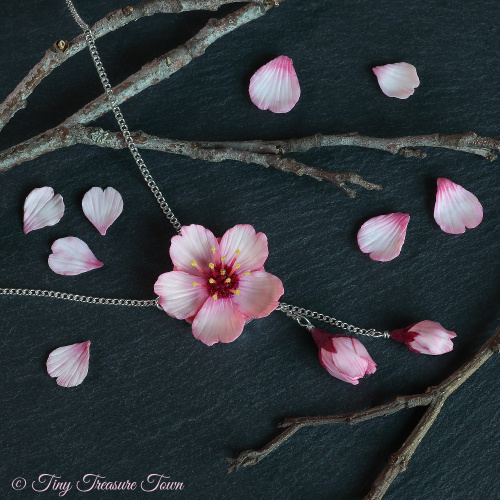 Blütenzauber Halskette "Kirschblüten"-31