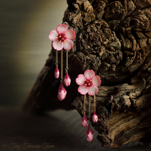 Blütenzauber Ohrringe "Kirschblüten mit Knospen" Für Christine-31