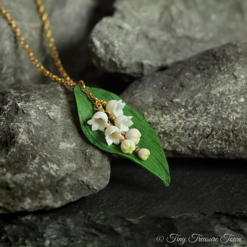 Blütenzauber Halskette "Maiglöckchen"-31