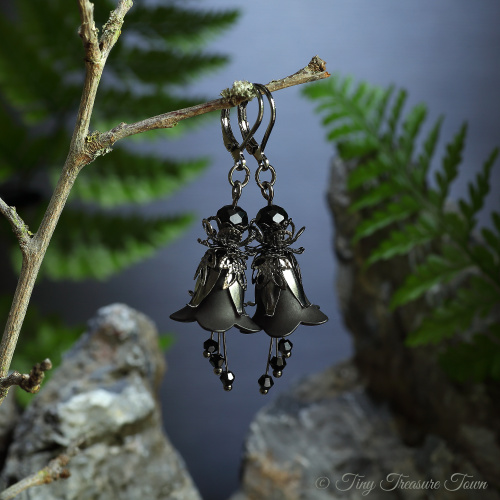 Feenblumen Ohrringe Farben Gunmetal Schwarz-31