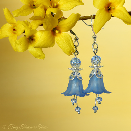 Feenblumen Ohrringe Farben Silber Blau-31