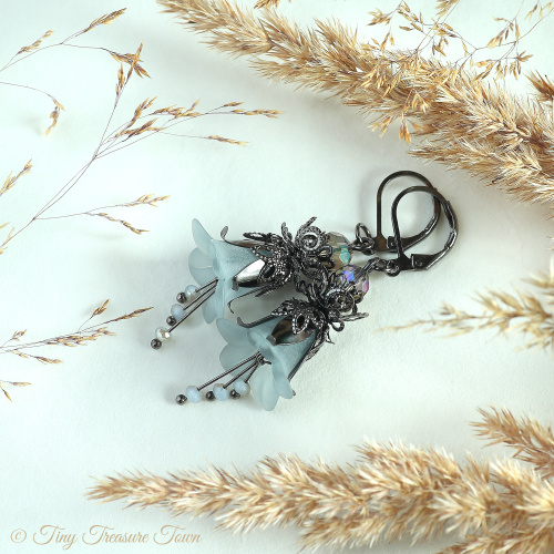 Feenblumen Ohrringe Farben Gunmetal Rauchgrau-31