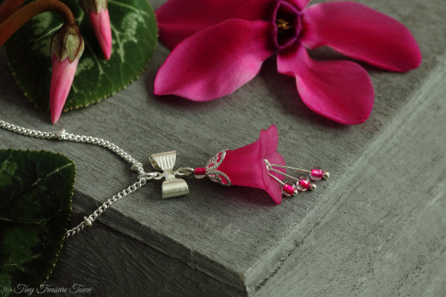 Feenblumen Halskette Farben Silber und Pink-31