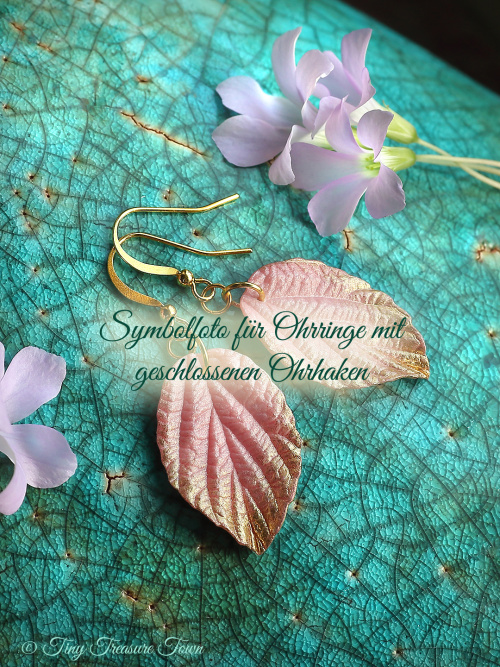 Handgemachte Ohrringe "Verzauberte Blätter" Rosa mit goldfarbener Spitze und zartem Schimmer geschlossene Ohrhaken-31
