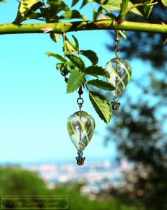 Heißluftballon Ohrringe - Bronze Gelb Blau Transparent