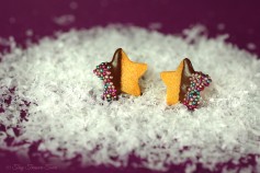 Handgemachte Keks Ohrringe - Kleine Sternchen zartbitter