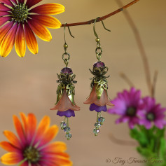 Feenblumen Ohrringe - Farben Bronze Braun Dunkellila