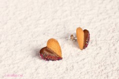 Handgemachte Keks Ohrringe - Kleine Herzen vollmilch