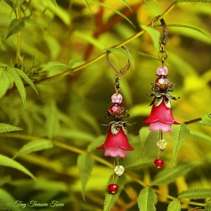Feenblumen Ohrringe - Farben Bronze Dunkelrot Rosa