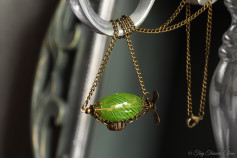 Luftschiff Halskette - Bronzefarben Grün Transparent
