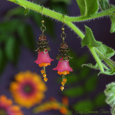 Feenblumen Ohrringe - Farben Bronze Pink Orange