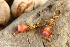Feenblumen Ohrringe - Farben Messing Gold Hellbraun Rosa