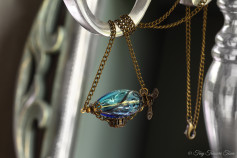 Luftschiff Halskette - Bronzefarben Blautöne Schwarz Transparent