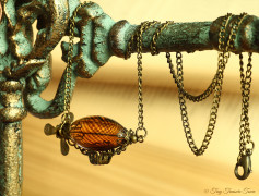Luftschiff Halskette - Bronzefarben Braun Transparent