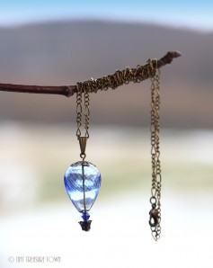 Heißluftballon Halskette - Bronze Blau Transparent