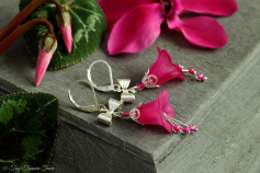 Feenblumen Ohrringe - Farben Silber und Pink
