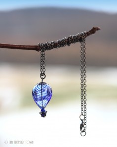Heißluftballon Halskette - Gunmetal Blau Transparent