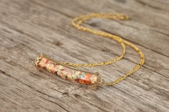Magische Flöckchen Kette - Metallisch bunt und goldfarben - Gebogenes Röhrchen