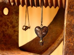 Herz Heißluftballon Halskette - Schwarzbraun Bronzefarben