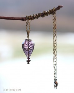Heißluftballon Halskette - Bronze Schwarzlila Transparent