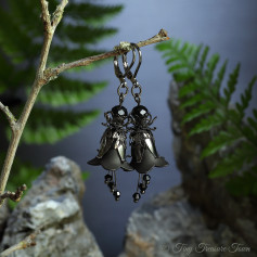Feenblumen Ohrringe - Farben Gunmetal Schwarz