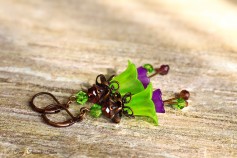 Feenblumen Ohrringe - Kupfer Grün Lila