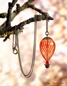 Heißluftballon Halskette - Bronze Rot Transparent