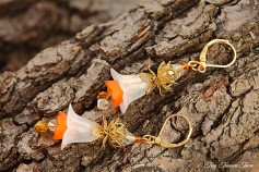 Feenblumen Ohrringe - Farben Messing Gold Weiß Orange