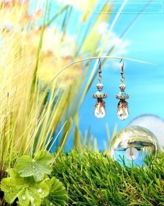 Feen Tautropfen Ohrringe - Bronze Transparent Türkis