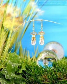 Feen Tautropfen Ohrringe - Gold Transparent